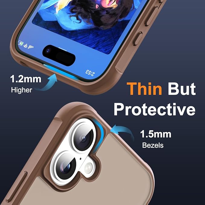 Compatible with iPhone 17 Case with Invisible Magnetic O-Ring Stand Military-Grade Translucent Phone Case for iPhone 17 6.3" [Compatible with Mag-Safe][Great Grip Feeling],Desert Brown