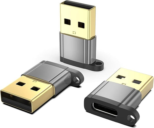 ULIFTUS USB-A to USB-C Adapter 3-Pack, Gold-Plated USB Type C to USB A Converter Compatible with Apple iPhone 15 Pro/Max iPad Samsung CarPlay, USB C to A Adaptor for Car