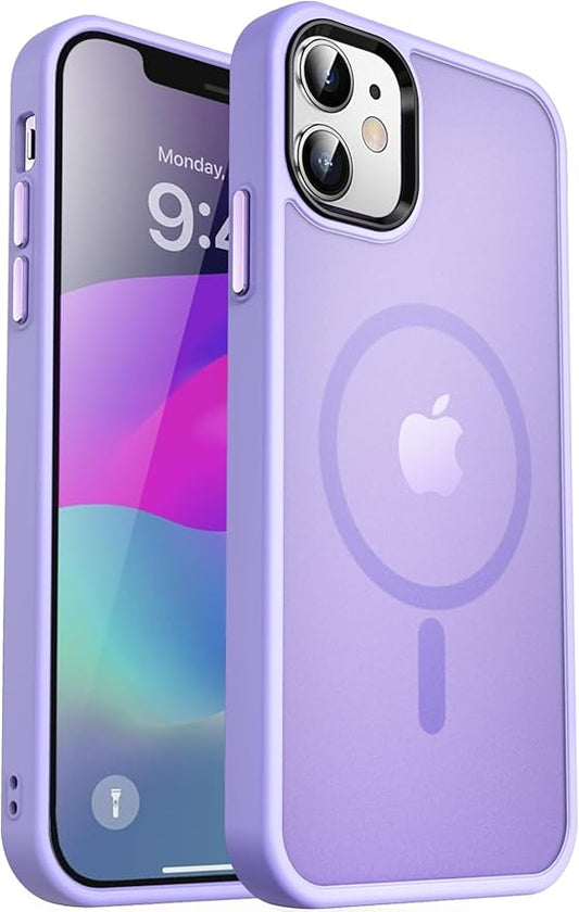 MOCCA Strong Magnetic for iPhone 12 Case/iPhone 12 Pro Case, [Compatible with Magsafe][Mil-Grade Drop Protection] Slim Shockproof Translucent Protective Phone Case for iPhone 12/12 Pro, Light Purple