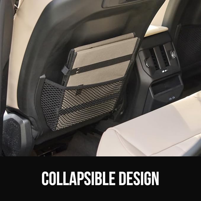 GORILLA GRIP Heavy Duty Foldable Reusable Grocery Bags, 3 Pack, Tear Resistant Box Shape Shopping Tote with Reinforced Handles, Grip Feet, Easily Carry and Transport Groceries, 13x10x11, Beige Black