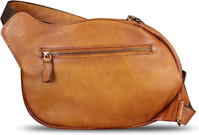 IVTG Genuine Leather Sling Bag for Women Vintage Real Leather Sling Backpack Fashion Shoulder Crossbody Bags Chest Bags