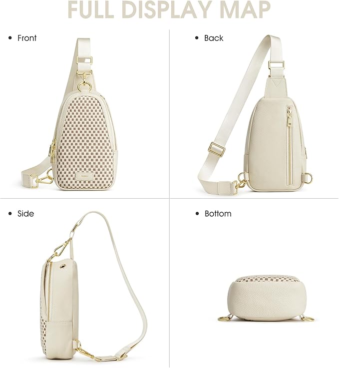 Kattee Sling Crossbody Bag for Women, Leather Fanny Pack Crossbody Sling Bags, RFID Purse Chest Bag Small Daypack for Women