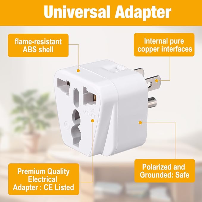 20 Pack Universal Travel Adapter Europe/uk/european/india to Us Plug Adapter Eu Electrical Adapters, Converter Plug Europe Australia UK Italy to American