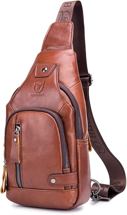 KPYWZER Vintage Leather Sling Bag Backpack for Men Crossbody Shoulder Chest Day Pack Backpacks
