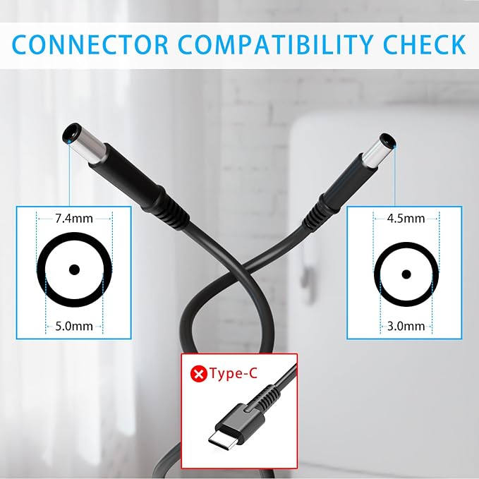 65W 19.5V 3.34A Laptop Charger Compatible with Dell Latitude 5400 5480 5590 5500 5490 5580 7280 7290 7480 7490 E5470 E5440 E6420 E6430 E6440 E6540 E7450 E7440 E7250 LA65NM130 AC Power Adapter