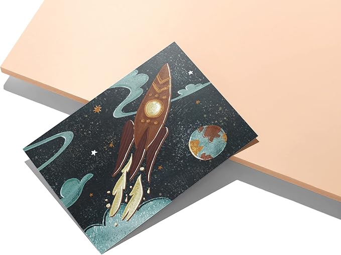 Twigs Paper 12 pcs Space Themed Note Card Set - Assorted Greeting Cards for Every Occasion with Envelopes Included - Cute and Unique Designs - Bulk Stationery Pack - 5.5 x 4.25 Inch Eco-Friendly Paper