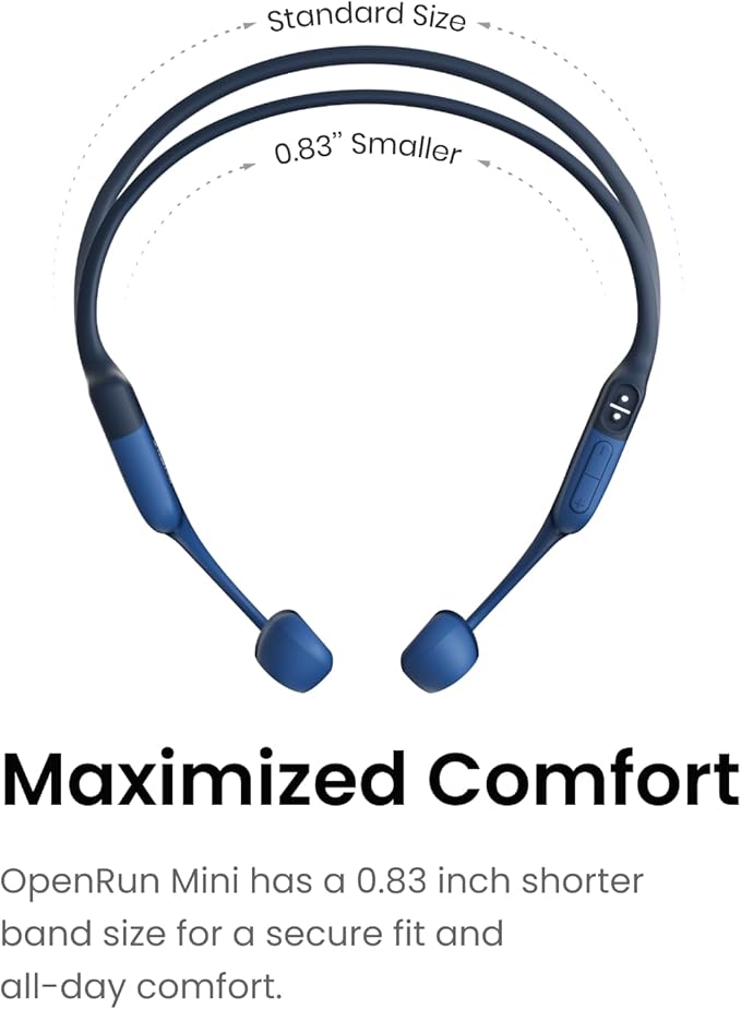 SHOKZ OpenRun Mini (AfterShokz Aeropex Mini) -Bone Conduction Open-Ear Bluetooth Sport Headphones - Waterproof Wireless Earphones for Workouts and Running - Built-in Mic, with Headband