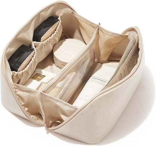 EACHY Travel Makeup Bag,Large Capacity Cosmetic Bags for Women,Waterproof Portable Pouch Open Flat Toiletry Bag Pattern Makeup Bag