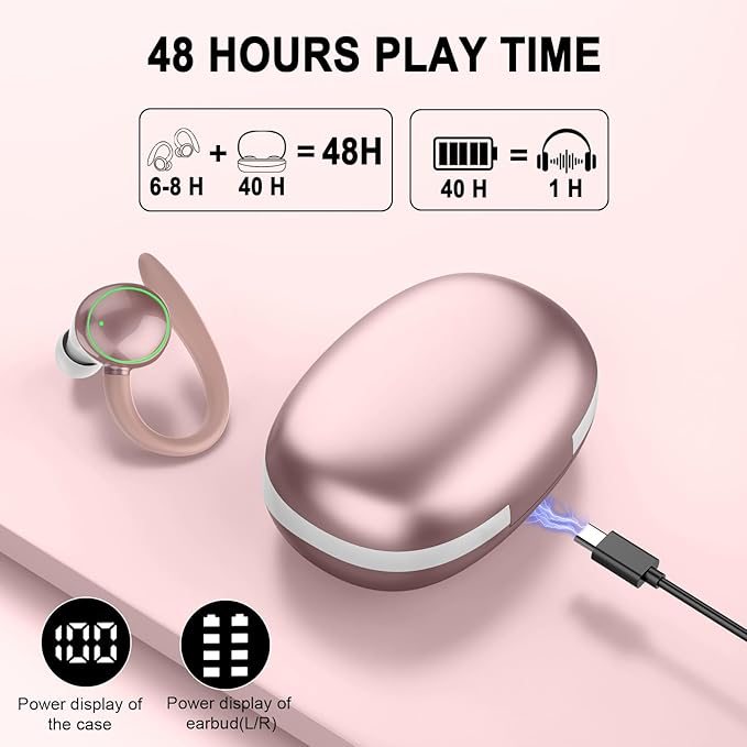Ai Language Translation Earbuds, 144 Language Translator Earbuds 3-in-1 Translation Headphones, Rose Gold