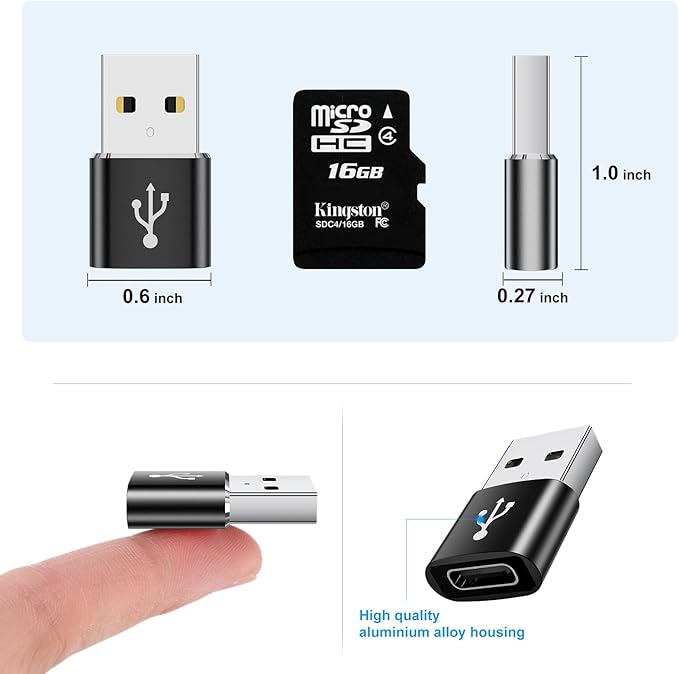 USBA to USBC Adapter 8 Pack,USB Type C Adapter,USB-A OTG Adaptor,Type-C Charger Cable Converter,USB Adapters for iPhone 15 14 13,iWatch,iPad,Phones,Black