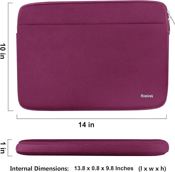 Laptop Case 14 inch, Shockproof Protective Notebook Cover Bag with Accessory Pocket, Carrying Laptop Sleeve Compatible for MacBook HP Lenovo Dell Asus Acer, Rose Red