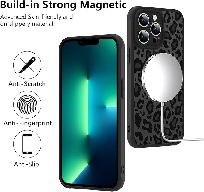 KANGHAR Case for iPhone 13 Pro Phone Case [Compatible with Magsafe] Leopard Printed Pattern Cute Cheetah Protective Magnetic Case for Girls Women Men 6.1"