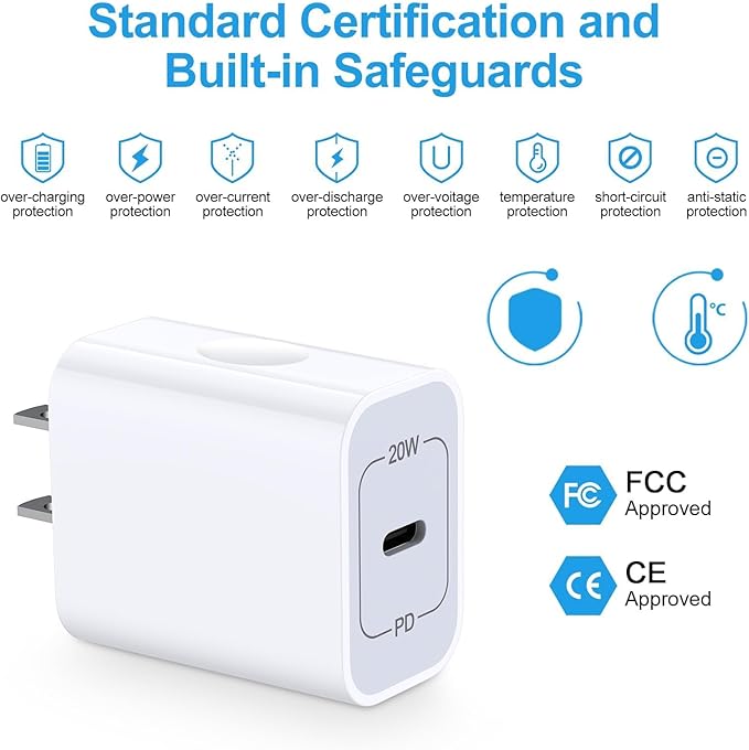 [2-Pack] 20W Samsung Fast Charging Block USB C Power Adapter Android Wall Plug Brick Type C Block for Galaxy A17 A16 5G/A15/A56/A36/A55/A35/A14 5G/ A54/A25/A23/A13/A53/S25/S24/S23 FE/S22/,iPhone 16