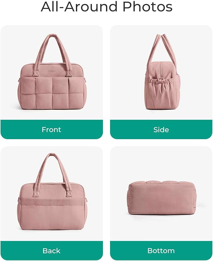 BAGSMART Gym Bag for Women, 24L Puffer Travel Duffle Bag for Travel with Laptop Compartment, Weekender Bags for Women, Carry On Duffel Bag Personal Item Bag, Dark Pink