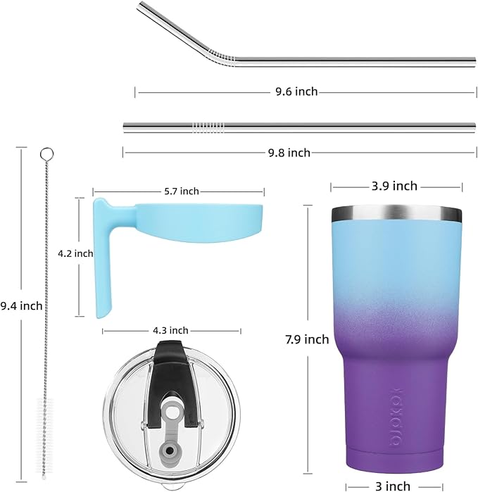 BJPKPK 30 oz Tumbler With Handle Insulated Tumbler With Lid And Straw Stainless Steel Travel Mug Coffee Cups,Ocean Dream
