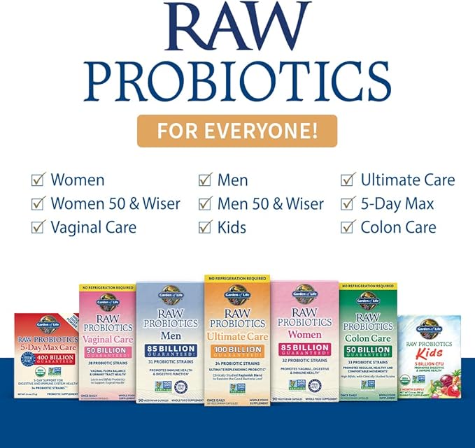 Garden of Life RAW Probiotics Vaginal Care Shelf Stable - 50 Billion CFU Guaranteed Through Expiration, Acidophilus - Once Daily - Certified Gluten Free - No Refrigeration - 30 Vegetarian Capsules