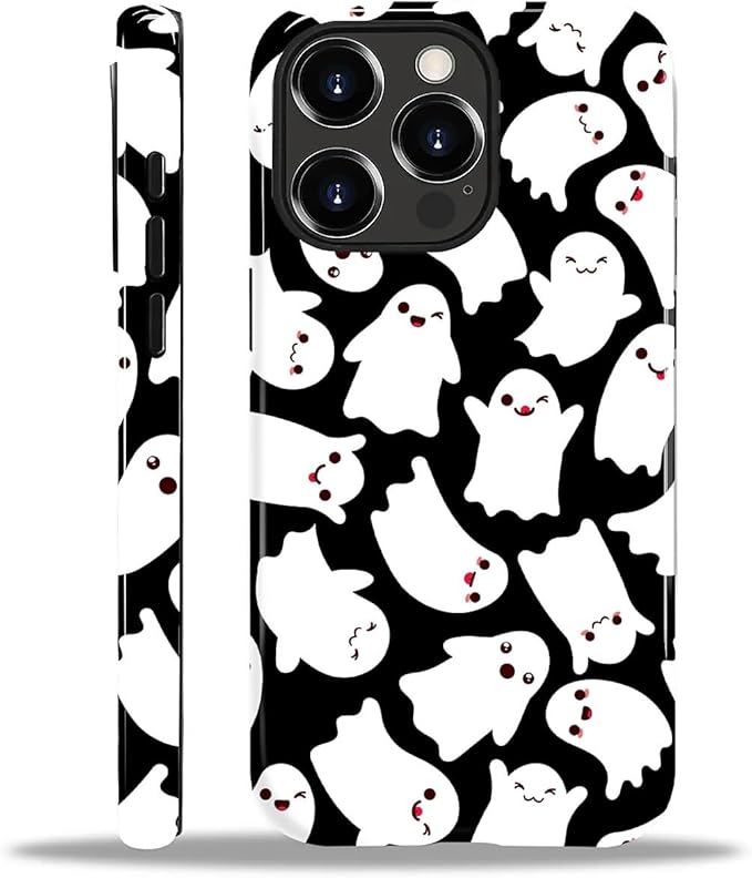 Case for iPhone 13 Pro Case,Halloween Ghosts Bats Design - Hybrid Dual Protection Silicone + Hard PC Shockproof Full Body Cover Slim Anti-Scratch Protective Case for Men Women
