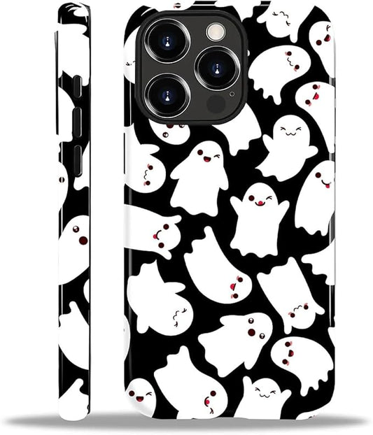 Case for iPhone 13 Pro Case,Halloween Ghosts Bats Design - Hybrid Dual Protection Silicone + Hard PC Shockproof Full Body Cover Slim Anti-Scratch Protective Case for Men Women