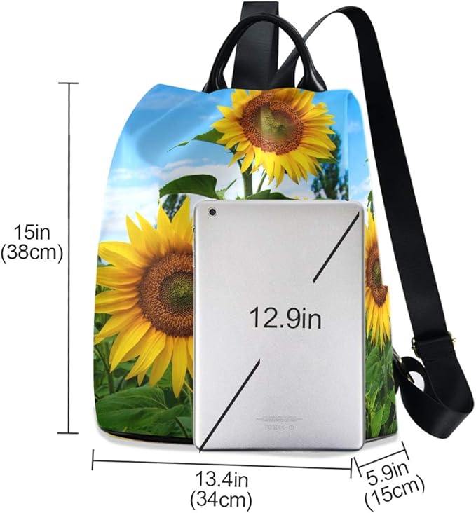 ALAZA Summer Sunflower Flowers Floral Backpack Purse for Women Anti Theft Fashion Back Pack Shoulder Bag