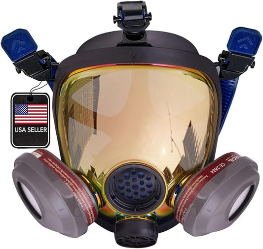 Parcil Distribution Gas Mask Survival Nuclear and Chemical Full Face Respirator - Organic Vapor & Particulate - CE Tested