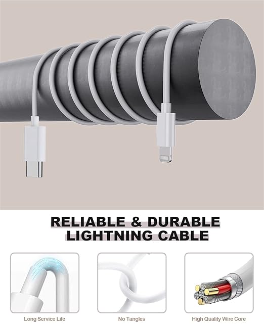 iPhone Fast Charger, 40W Dual USB-C Quick Wall Charger 10FT Charging 2pack 10FT Extra Long Lightning Cable+Double Port Foldable USBC iPhone Charger Fast Charging for iPhone 14/13/12/11/XR/XS/SE/iPad