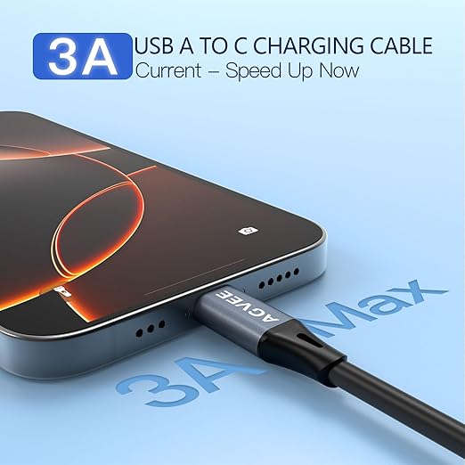 AGVEE 2 Pack 5ft Coiled Short USB to USB-C Charging Cable [USB-IF Certified] 3A Fast Charger Cord in Car for iPhone 16/15 CarPlay, Galaxy S25 S24 S23 S22 S21 S10 S9 S8, Google Pixel, Dark Gray