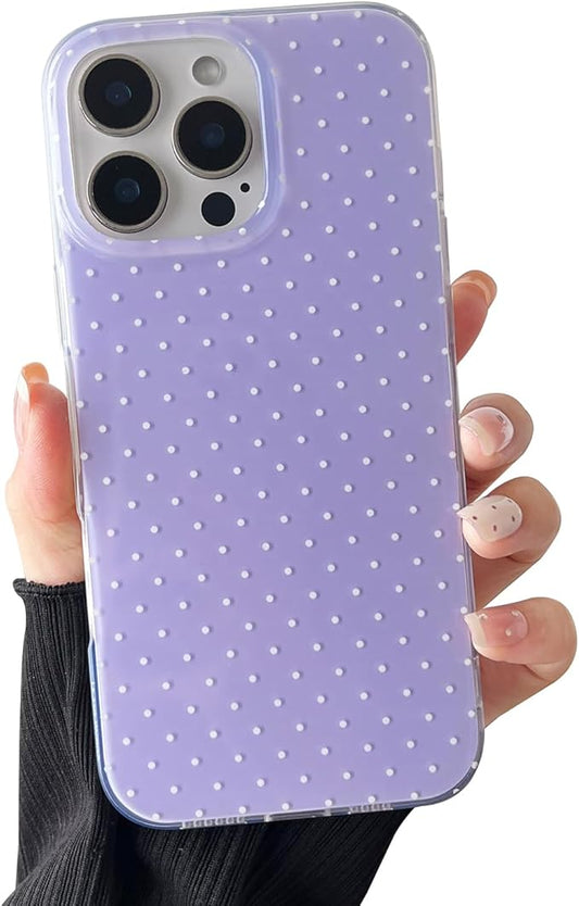 Compatible with iPhone 13 Pro Max Case, Fashion Cute Aesthetic Polka Dot Phone Case for Women, Shockproof Slim Soft TPU and Hard PC Protective Phone Cover for iPhone 13 Pro Max 6.7", Purple