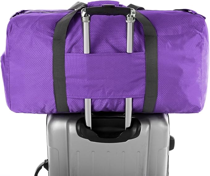 Dimayar Travel Duffle Bag for Men Women - Foldable Duffel Bag with Shoes Compartment - Overnight Bags Waterproof & Tear Resistant(115L,Purple)