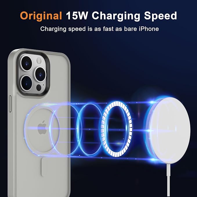 MOCCA Strong Magnetic for iPhone 12 Pro Max Case,[Compatible with Magsafe][Glass Screen Protector+Camera Lens Protector] Slim Thin Shockproof Cover Phone Case for iPhone 12 Pro Max 6.7",Titanium Gray
