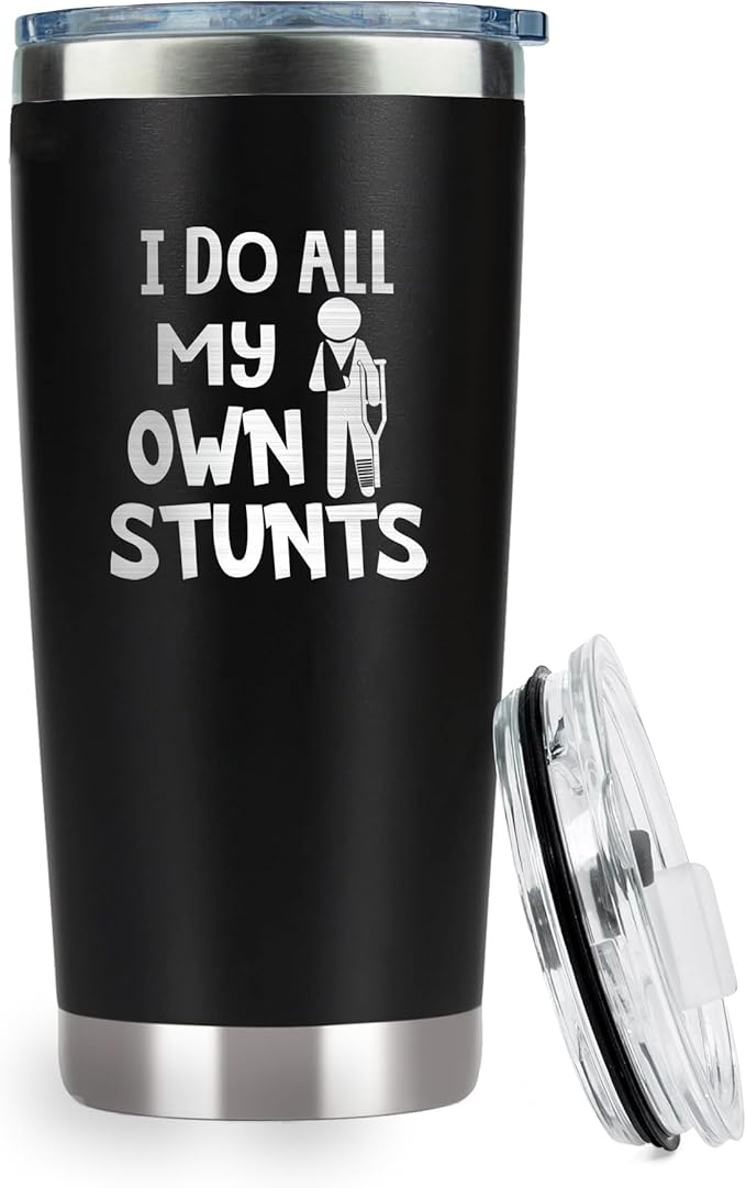 Broken Arm Gifts - Funny Get Well Soon Knee Surgery & Hospital Gifts - I Do All My Own Stunts 20 Oz Stainless Steel Tumbler