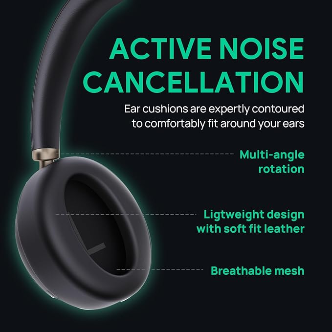 Yealink BH76 Plus Bluetooth Headset, Wireless Headset with Microphone for PC,Active Noise Cancelling, Retractable Hidden Mic Arm, Compatible with PC Mac, Works with Teams (Certified), USB-A