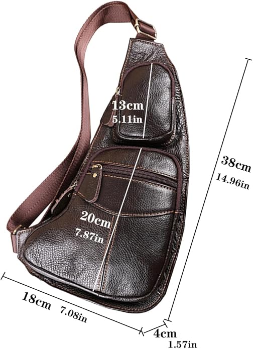 KPYWZER Vintage Leather Sling Bag Backpack for Men Crossbody Shoulder Chest DayPack Backpacks