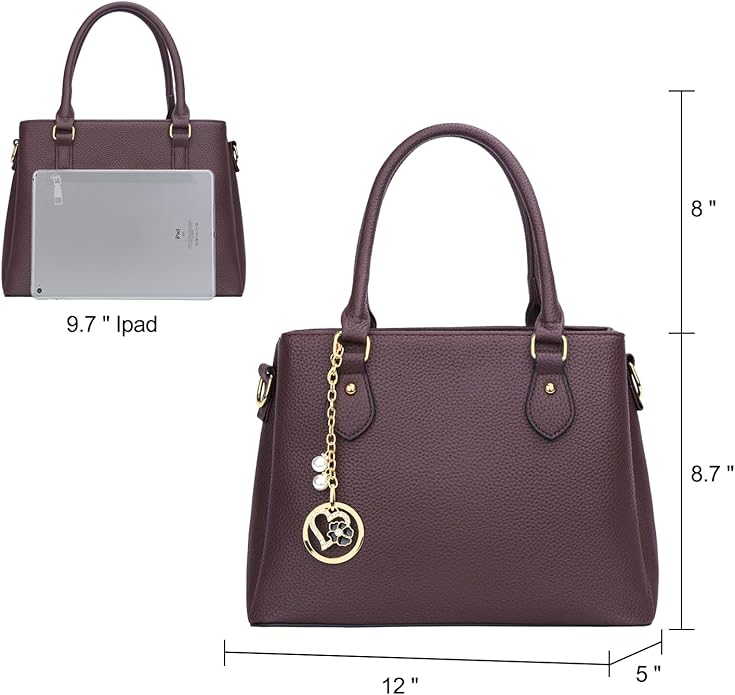 KKXIU Women Satchel Bags Handle Shoulder Handbags and Purses Pockets Zipper Leather Crossbody Bags