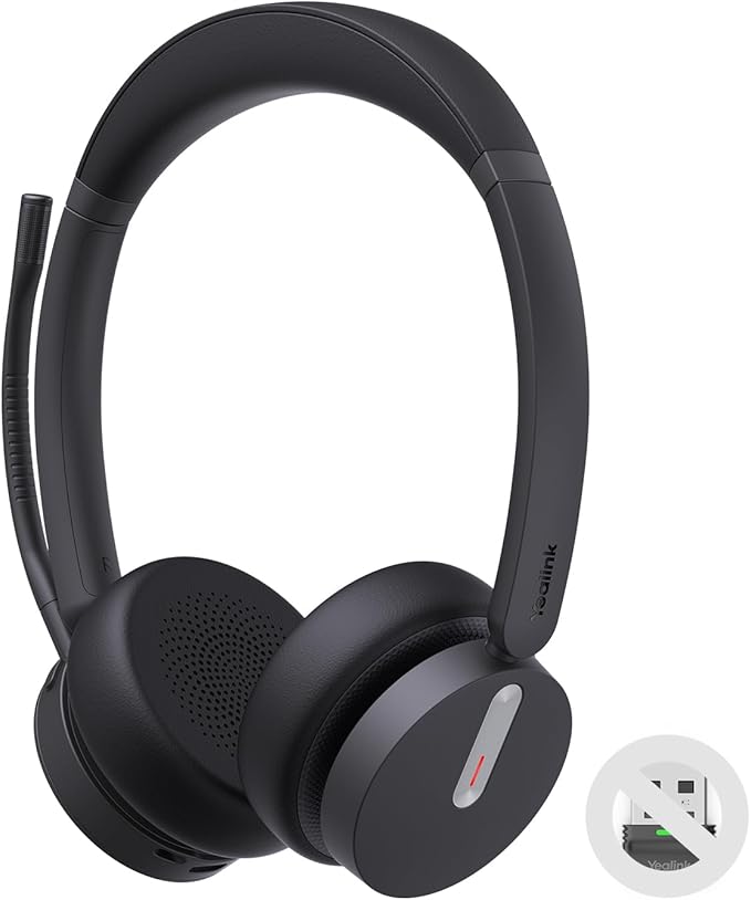 Yealink BH70 Dual (Without Dongle) Wireless Headset with Mic for Work, 164ft Bluetooth Headsets Teams UC Compatible, 35h Talk Life, 147g Lightweight Comfort, Perfect for Open Office Home Hybrid Work