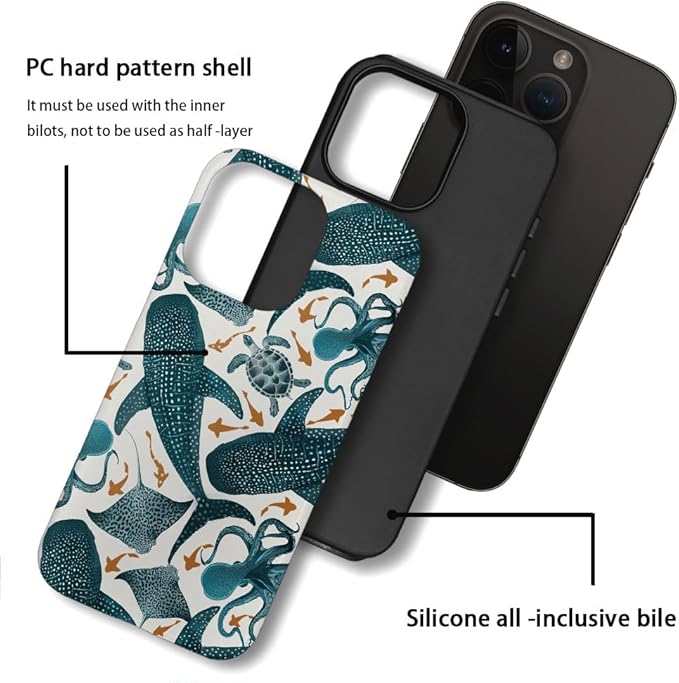 DAIZAG Case Compatible with for iPhone 16 Pro Max,Octopus Turtle Manta Ray Whale Phone Case for iPhone 16 Pro Max for Girl Women Boy Men