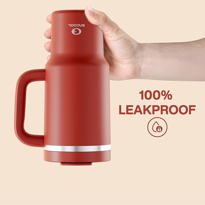 32 oz Tumbler with Handle and Straw: Stainless Steel Insulated Tumbler Keeps Cold for 24 Hours, Leakproof Travel Cup Fits in Cup Holder and BPA-Free, Medium Carmine