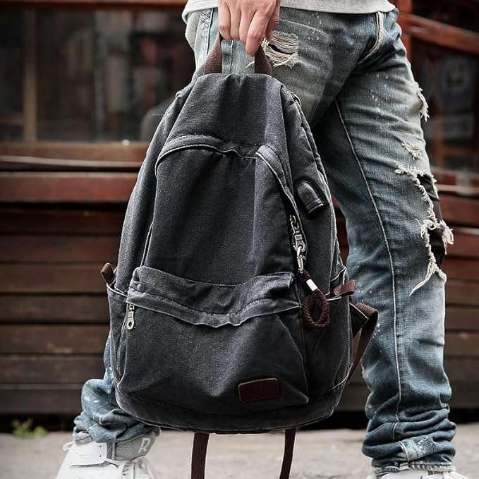 Canvas Backpack Lightweight Travel Daypack For Students and Adults Rucksack Laptop Backpack One_Size