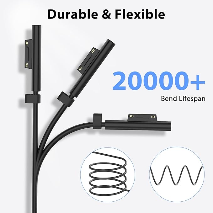 Surface Pro Charger 65W for Microsoft Surface Pro Charger 10,9, 8, 7+, 7, 6, 5, 4, 3, X, Windows Surface Laptop 5, 4, 3, 2, 1, Studio Surface Go Tablet, Surface Book 3, 2, 1,10FT Cord,Support 44W 36W