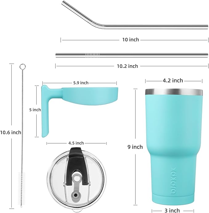 BJPKPK Tumbler With Handle And Straw Lid 40 oz Stainless Steel Insulated Coffee Tumbler Cups For Home, Office or Car,Turquoise