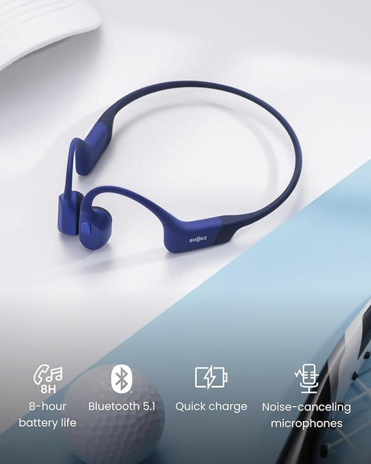 SHOKZ OpenRun Mini (AfterShokz Aeropex Mini) -Bone Conduction Open-Ear Bluetooth Sport Headphones - Waterproof Wireless Earphones for Workouts and Running - Built-in Mic, with Headband
