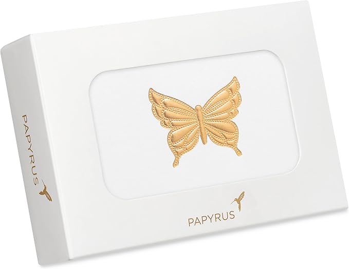 Papyrus Blank Cards with Envelopes, Gold Butterfly (16-Count)
