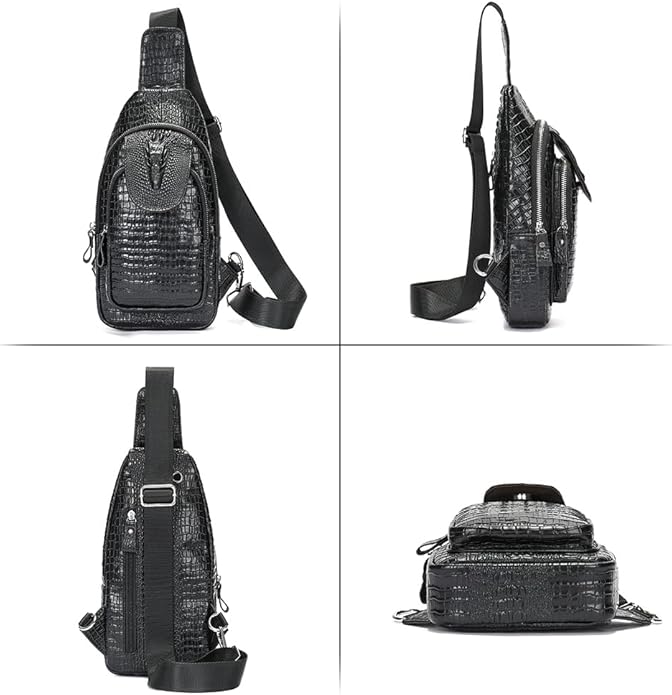 LUKZIJAES Genuine Leather Sling Bag for Men