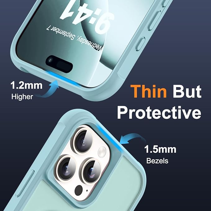 Compatible with iPhone 16 Pro Max Case with Invisible Magnetic O-Ring Stand Military-Grade Translucent Case for iPhone 16 ProMax 6.9" [Compatible with Mag-Safe][Great Grip Feeling], Blue