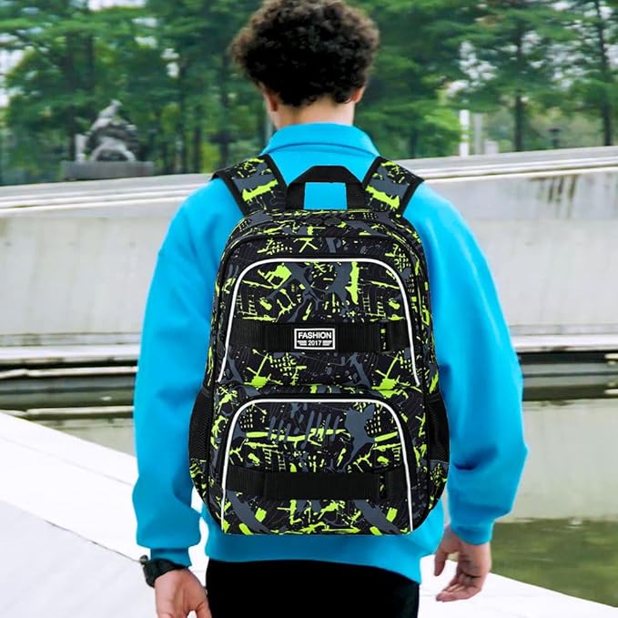 3Pcs Backpack for Girls Boys, 17 Inch School Bookbag with Lunch Box, Durable Laptop Backpacks Set for Teens College