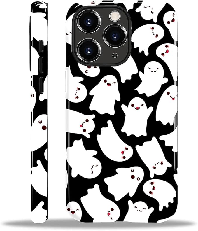 Case for iPhone 11 Pro Case,Halloween Ghosts Bats Design - Hybrid Dual Protection Silicone + Hard PC Shockproof Full Body Cover Slim Anti-Scratch Protective Case for Men Women