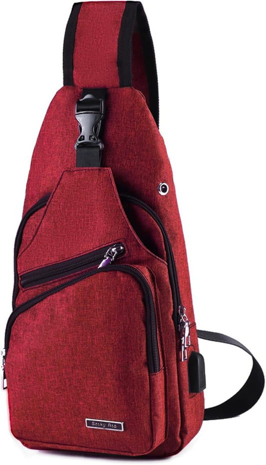 Seoky Rop Men Women Sling Backpack Anti Theft Crossbody Shoulder Chest Bag with USB Charging Port