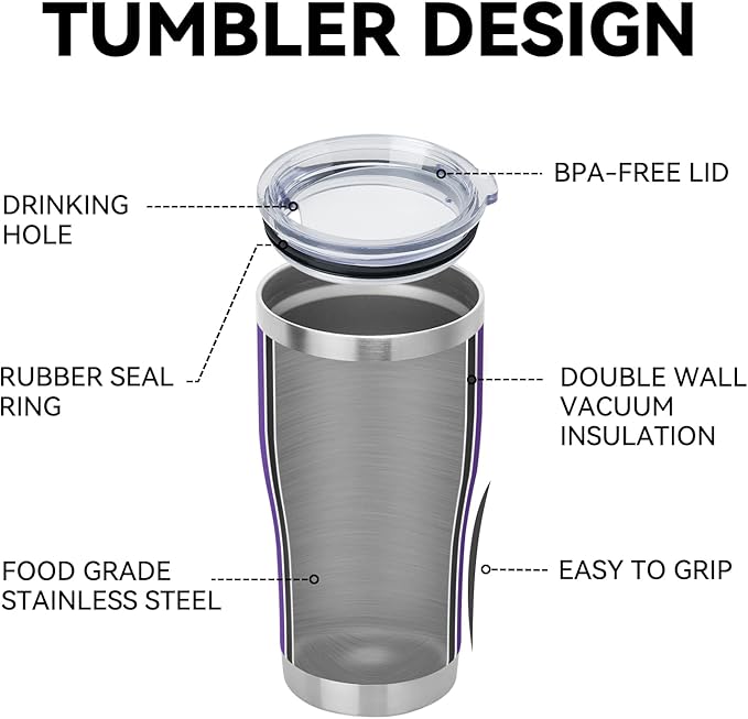 DOMICARE 20oz Tumbler with Lid Stainless Steel Tumblers Bulk, Double Wall Vacuum Insulated Coffee Travel Mug Powder Coated Tumbler, 12 Pack Purple
