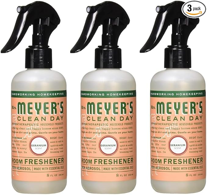 Mrs. Meyers Clean Day Room Freshener, Geranium, 8 Fluid Ounce (Pack of 3)