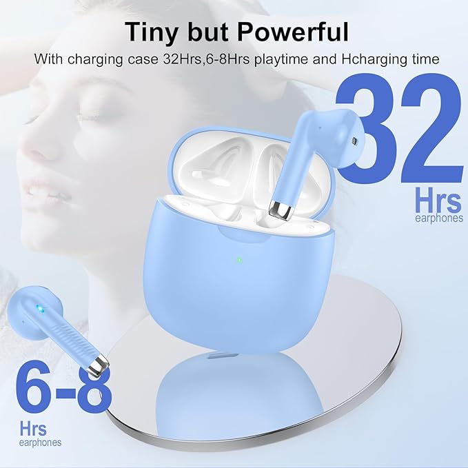 AI Translation Earbuds Real Time with Audio and Video Calls, 3-in-1 Language Translator Earbuds Support 164 Languages and 7 Translation Modes, 32H Buletooth 5.3 Headphones with Mic, Blue