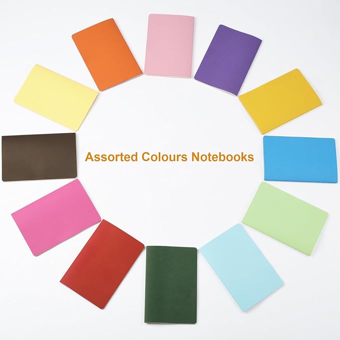 ZCZN 48 Pack Colorful Blank Notebooks Bulk, A5 Journals with 12 Colors, 60 Pages/30 Sheets, 8.3x5.5 Inch, Plain Paper, Travel Writing Journal Notebooks for Work & School